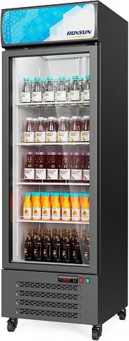 ROVSUN 12.5 Cu.Ft Commercial Beverage Refrigerator ETL NSF, Merchandiser Refrigerator Display Refrigerator Beverage Cooler Glass Door Fridge w/Adjustable Shelves LED Light for Bar Restaurant Cafe in Kuwait