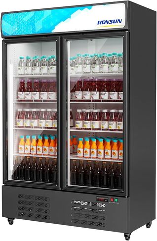 ROVSUN 12.5 Cu.Ft Commercial Beverage Refrigerator ETL NSF, Merchandiser Refrigerator Display Refrigerator Beverage Cooler Glass Door Fridge w/Adjustable Shelves LED Light for Bar Restaurant Cafe in Kuwait