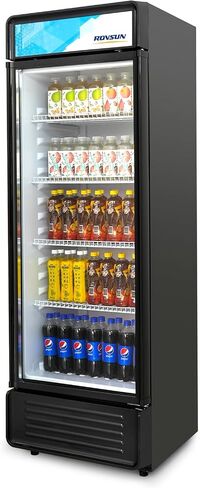 ROVSUN 12.5 Cu.Ft Commercial Beverage Refrigerator ETL NSF, Merchandiser Refrigerator Display Refrigerator Beverage Cooler Glass Door Fridge w/Adjustable Shelves LED Light for Bar Restaurant Cafe in Kuwait