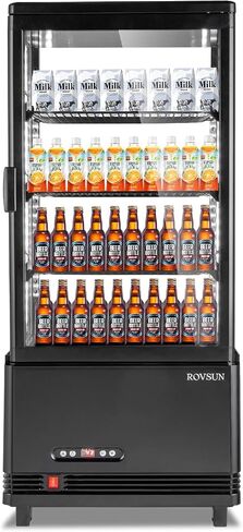 ROVSUN 12.5 Cu.Ft Commercial Beverage Refrigerator ETL NSF, Merchandiser Refrigerator Display Refrigerator Beverage Cooler Glass Door Fridge w/Adjustable Shelves LED Light for Bar Restaurant Cafe in Kuwait