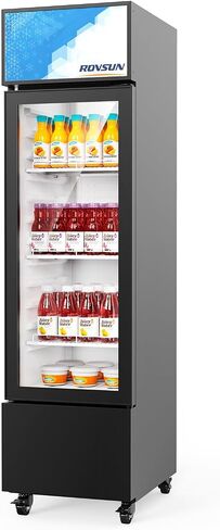 ROVSUN 12.5 Cu.Ft Commercial Beverage Refrigerator ETL NSF, Merchandiser Refrigerator Display Refrigerator Beverage Cooler Glass Door Fridge w/Adjustable Shelves LED Light for Bar Restaurant Cafe in Kuwait