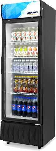 ROVSUN 12.5 Cu.Ft Commercial Beverage Refrigerator ETL NSF, Merchandiser Refrigerator Display Refrigerator Beverage Cooler Glass Door Fridge w/Adjustable Shelves LED Light for Bar Restaurant Cafe in Kuwait