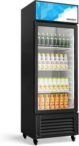 ROVSUN 12.5 Cu.Ft Commercial Beverage Refrigerator ETL NSF, Merchandiser Refrigerator Display Refrigerator Beverage Cooler Glass Door Fridge w/Adjustable Shelves LED Light for Bar Restaurant Cafe in Kuwait