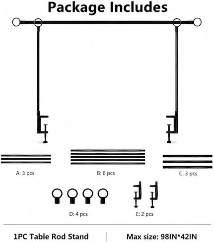 Over The Table Rod Stand with Clamps Adjustable 29"-42" Tall 28"-98" Length, Table Arch Stand, Metal Balloon Arch Kit for Birthday Wedding Baby Shower Halloween Christmas Decorations in Kuwait
