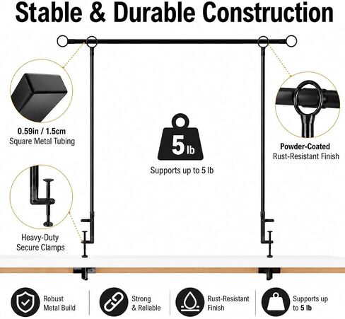 Over The Table Rod Stand with Clamps Adjustable 29"-42" Tall 28"-98" Length, Table Arch Stand, Metal Balloon Arch Kit for Birthday Wedding Baby Shower Halloween Christmas Decorations in Kuwait