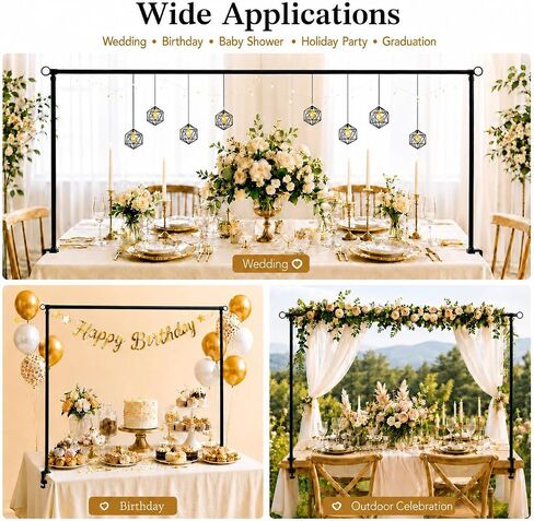 Over The Table Rod Stand with Clamps Adjustable 29"-42" Tall 28"-98" Length, Table Arch Stand, Metal Balloon Arch Kit for Birthday Wedding Baby Shower Halloween Christmas Decorations in Kuwait