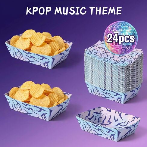 24Pcs Kpop Theme Food Trays Demon Energy Patter Disposable Snack Bowls for Party Serving Trays for Kpop Music Themed Birthday Party Decorations in Kuwait