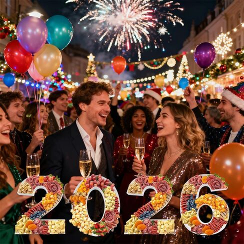 صينية أرقام تشاركوتيري للعام الجديد 2026، حاوية قابلة للتعبئة من الورق المقوى مقاس 12 بوصة، ديكور للحفلات، حامل هدايا التخرج (أبيض، 12 بوصة) in Kuwait