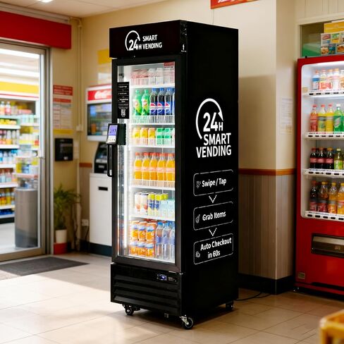 HAHA Smart AI Vending Machine with Card Reader, Combo Snack & Drink Machine, 6-Layer 252 Cans Capacity Refrigerated AI Visual Recognition & App Management US360CT (Black, AI mini) in Kuwait