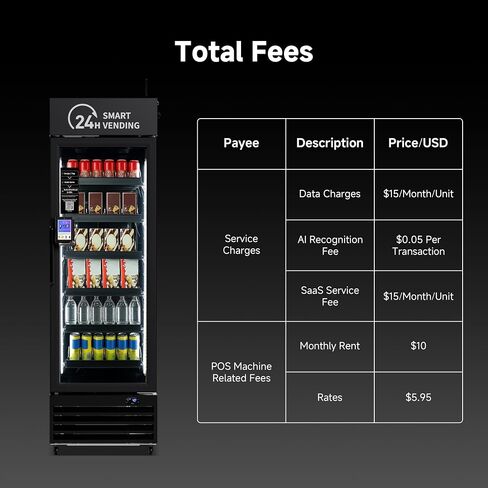 HAHA Smart AI Vending Machine with Card Reader, Combo Snack & Drink Machine, 6-Layer 252 Cans Capacity Refrigerated AI Visual Recognition & App Management US360CT (Black, AI mini) in Kuwait