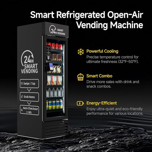 HAHA Smart AI Vending Machine with Card Reader, Combo Snack & Drink Machine, 6-Layer 252 Cans Capacity Refrigerated AI Visual Recognition & App Management US360CT (Black, AI mini) in Kuwait