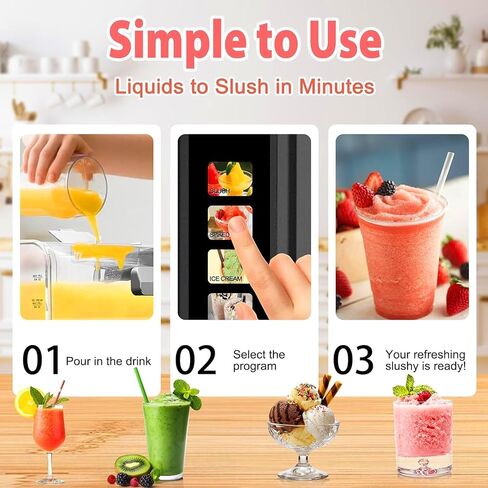 Slushie Machine for Home - 88oz Frozen Drink Maker Slushy Maker & Soft Ice Cream Maker, 6 Preset Programs| Slushie, Cocktails, Frappés, Ice Cream, Smoothies, Milkshakes (Screen Version） in Kuwait