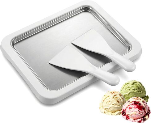 Rolled Ice Cream Maker with 2 Scrapers - Instant Anti-Griddle Cold Plate for Sorbet, Gelato & Frozen Yogurt - DIY Homemade Rolled Ice Cream Machine Kit for Home Kitchen & Parties in Kuwait