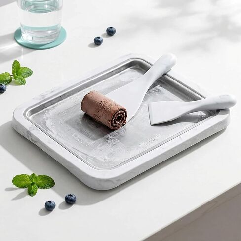Rolled Ice Cream Maker with 2 Scrapers - Instant Anti-Griddle Cold Plate for Sorbet, Gelato & Frozen Yogurt - DIY Homemade Rolled Ice Cream Machine Kit for Home Kitchen & Parties in Kuwait