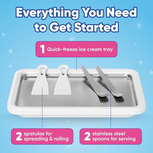 Rolled Ice Cream Maker Kit - Ice Cream Cold Plate Makes Delicious Treats - Rolled Ice Cream Tray is Perfect Instant Ice Cream Maker - Roll Ice Cream Maker for Kids & Family in Kuwait
