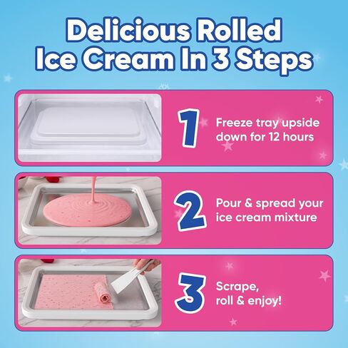 Rolled Ice Cream Maker Kit - Ice Cream Cold Plate Makes Delicious Treats - Rolled Ice Cream Tray is Perfect Instant Ice Cream Maker - Roll Ice Cream Maker for Kids & Family in Kuwait