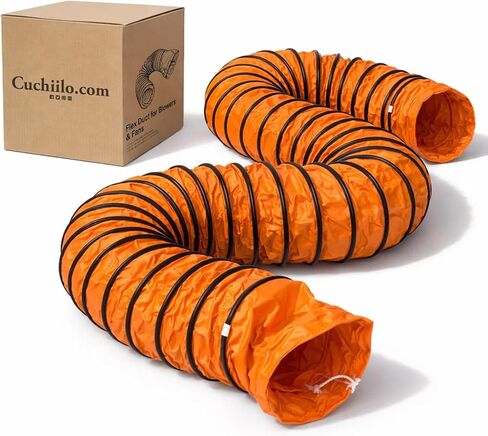 8 Inch PVC Flexible Duct Hose 25FT, Flame Retardant Ventilation Ducting for Utility Blower Fan, Heavy Duty Reinforced Vinyl Hose with D-Ring Hanging Strap & Adjustable Rope (8in x 25ft) in Kuwait