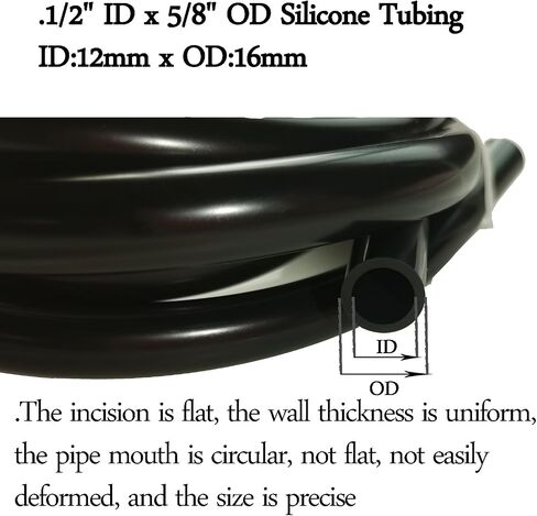 Silicone Tubing 3/8" ID x 1/2" OD-3ft, Food Grade Silicon Tube Flexible High Temp Pure Silicone Hoses for Home Brewing,Wine making,Black in Kuwait