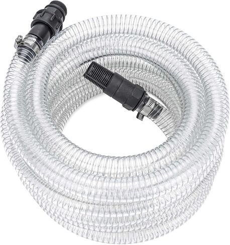 Green Expert 1" ID Inlet Hose Kit with End Valve and Threaded Adapter, 13-Foot Transparent PVC Pipe for Shallow Well Pumps Booster system Water Intake, All-in-One Easy Installation Pump Accessory in Kuwait