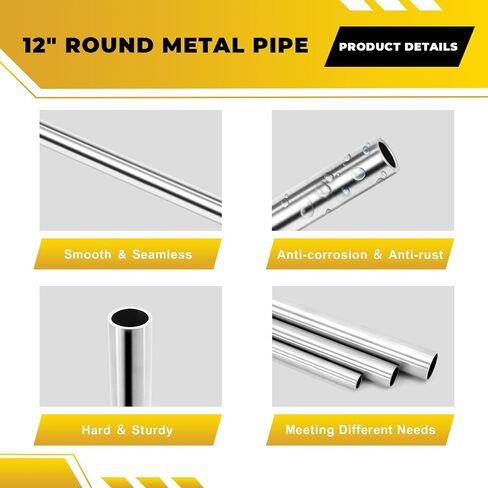 1/2" OD 316 Stainless Steel Tube 12 inch Length Round Straight Steel Pipe Metal Tubing Industrial Metal Tube (4 Pcs) in Kuwait