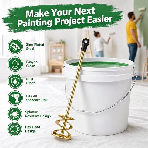 Paint Mixer for Drill, Paint Mixer Drill Attachment for 1-5 Gallon Buckets, Universal Fit for All Standard Power Drills, Ideal for Mixing Paint, Resin, Epoxy, Coating and Concrete in Kuwait