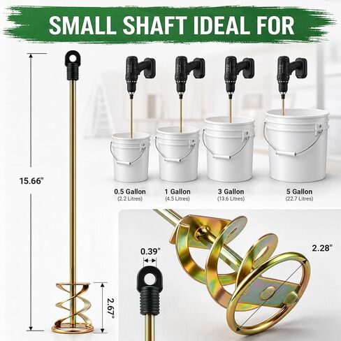 Paint Mixer for Drill, Paint Mixer Drill Attachment for 1-5 Gallon Buckets, Universal Fit for All Standard Power Drills, Ideal for Mixing Paint, Resin, Epoxy, Coating and Concrete in Kuwait