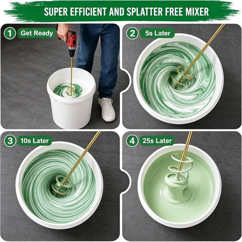Paint Mixer for Drill, Paint Mixer Drill Attachment for 1-5 Gallon Buckets, Universal Fit for All Standard Power Drills, Ideal for Mixing Paint, Resin, Epoxy, Coating and Concrete in Kuwait