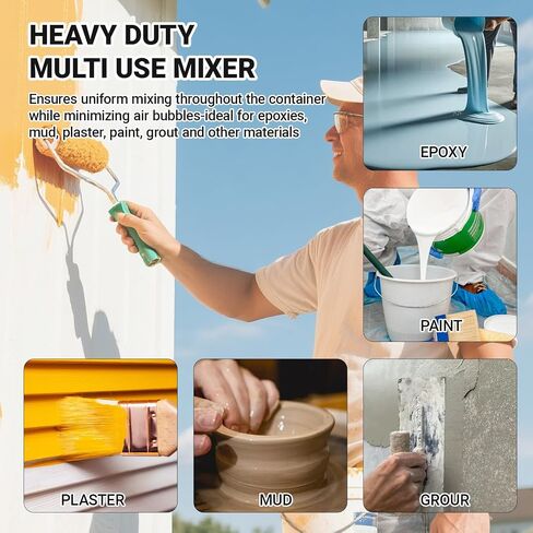 Paint Mixer for Drill, Paint Mixer Drill Attachment for 1-5 Gallon Buckets, Universal Fit for All Standard Power Drills, Ideal for Mixing Paint, Resin, Epoxy, Coating and Concrete in Kuwait