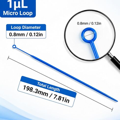 100pcs 1ul Disposable Sterile Inoculating Loops，Plastic Sampling Rod Individually Wrapped，Inoculating Rod Disposable for Bacterial Culture, Scientific Lab，Blue in Kuwait