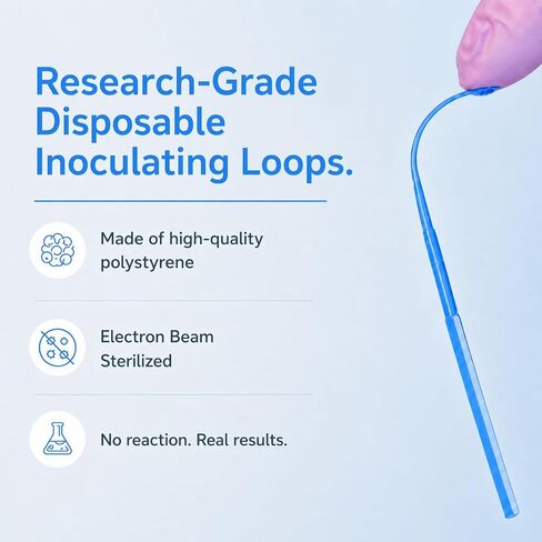 100pcs 1ul Disposable Sterile Inoculating Loops，Plastic Sampling Rod Individually Wrapped，Inoculating Rod Disposable for Bacterial Culture, Scientific Lab，Blue in Kuwait