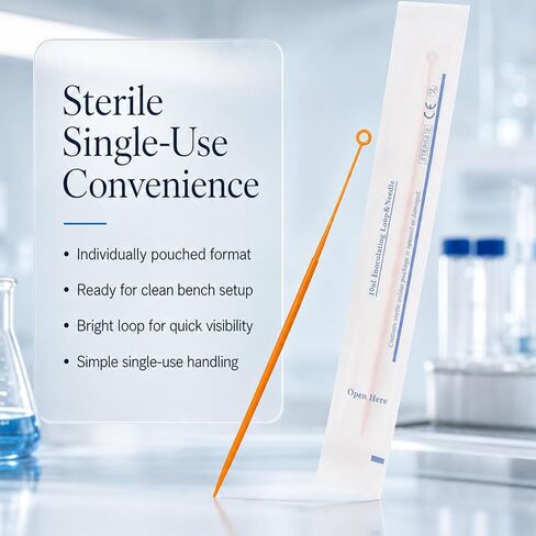 100pcs 1ul Disposable Sterile Inoculating Loops，Plastic Sampling Rod Individually Wrapped，Inoculating Rod Disposable for Bacterial Culture, Scientific Lab，Blue in Kuwait