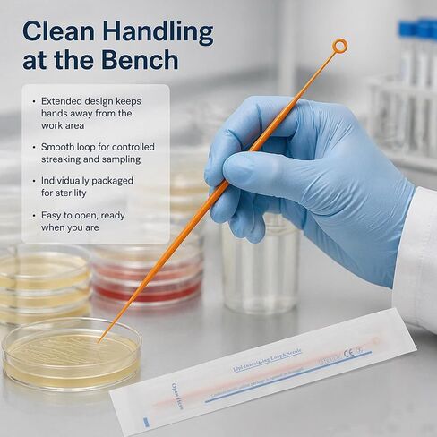 100pcs 1ul Disposable Sterile Inoculating Loops，Plastic Sampling Rod Individually Wrapped，Inoculating Rod Disposable for Bacterial Culture, Scientific Lab，Blue in Kuwait