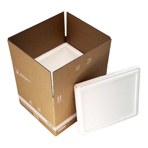 حاوية شحن معزولة بمبرد إسفنجي من Labelmaster BioEPS مقاس 10 × 8 × 9.75 بوصة، تغليف يتم التحكم في درجة حرارته، حل سلسلة تبريد خفيف الوزن متين مع كرتونة شحن خارجية متضمنة in Kuwait