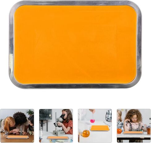 Healeved Multi-Functional Stainless Steel Dissection Tray with Wax Lining, Lightweight Metal Tray for Teaching Purposes and Anatomical Dissection, 21cm X 31cm Orange Wax Dissecting Pan in Kuwait