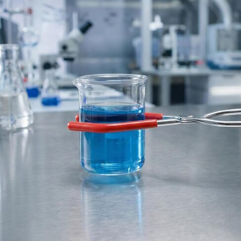 SHEUTSAN 6 ملقط دورق، 10.2 بوصة من الفولاذ المطلي بالكروم مع نهايات مطلية بالمطاط الأحمر، أدوات تثبيت كماشة قارورة للمختبر والاختبار in Kuwait