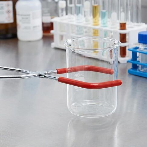 SHEUTSAN 6 ملقط دورق، 10.2 بوصة من الفولاذ المطلي بالكروم مع نهايات مطلية بالمطاط الأحمر، أدوات تثبيت كماشة قارورة للمختبر والاختبار in Kuwait
