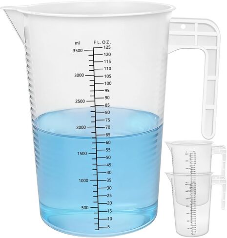 Artcome 3-Pack 3500ml Mixing Pitchers, Shatterproof Plastic Measuring Pitcher with Black Scale, Large Graduated Pitchers for Food Service, Cafeteria & Home Bulk Mixing in Kuwait