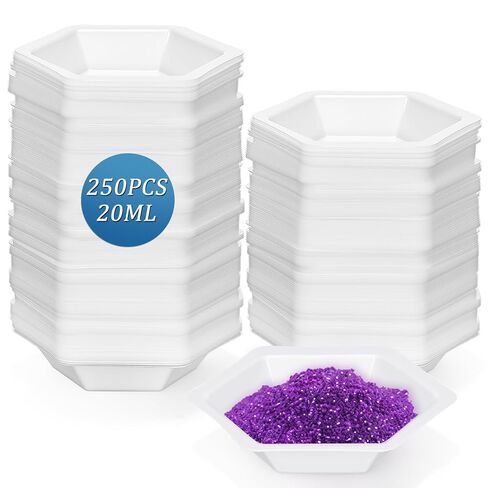 Konohan 250 Pcs Weigh Boats 50ml Small Hexagon Disposable Plastic Trays for Scale, Anti-Static Polystyrene Weighing Dishes, Lab Trays for Powder Weight, Mixing Epoxy, Food Sample Container, Pour Boat in Kuwait