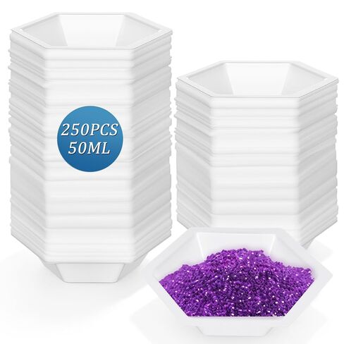 Konohan 250 Pcs Weigh Boats 50ml Small Hexagon Disposable Plastic Trays for Scale, Anti-Static Polystyrene Weighing Dishes, Lab Trays for Powder Weight, Mixing Epoxy, Food Sample Container, Pour Boat in Kuwait