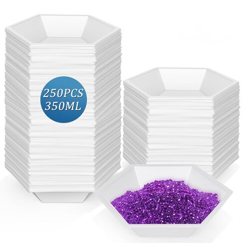 Konohan 250 Pcs Weigh Boats 50ml Small Hexagon Disposable Plastic Trays for Scale, Anti-Static Polystyrene Weighing Dishes, Lab Trays for Powder Weight, Mixing Epoxy, Food Sample Container, Pour Boat in Kuwait