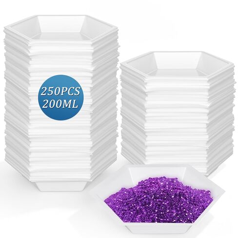Konohan 250 Pcs Weigh Boats 50ml Small Hexagon Disposable Plastic Trays for Scale, Anti-Static Polystyrene Weighing Dishes, Lab Trays for Powder Weight, Mixing Epoxy, Food Sample Container, Pour Boat in Kuwait