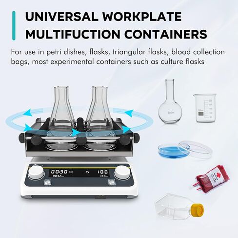 LAB FISH Digital Orbital Shaker Adjustable Speed 40-200RPM,Workplate 9.85"x9.85" Capacity 2KGS,Laboratory Orbital Rotator Shaker with Timer & Continuous Mode for Chemical, Biological in Kuwait