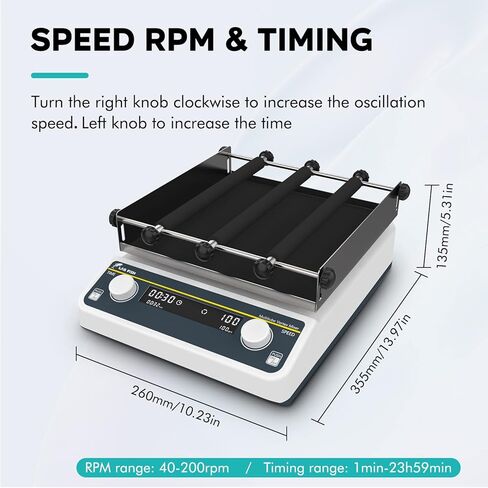 LAB FISH Digital Orbital Shaker Adjustable Speed 40-200RPM,Workplate 9.85"x9.85" Capacity 2KGS,Laboratory Orbital Rotator Shaker with Timer & Continuous Mode for Chemical, Biological in Kuwait