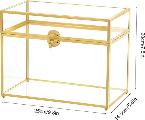 Geometric Wedding Card Box with Locking Slot 12.6x9" Gold‌ | Secure Card Keeper for Weddings, Bridal Showers & Anniversaries | Wishing Well Display & Party Favor Container in Kuwait