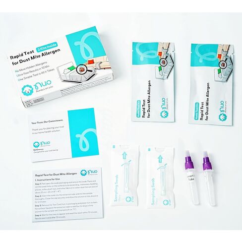 Home Dust Mite Test Kit, 2-Pack - Quick Environmental Detection for Bedding, Mattress, Carpet & Air - Easy to Use Indoor Screening Kit, Non-Medical Household Test in Kuwait