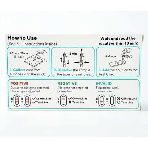 Home Dust Mite Test Kit, 2-Pack - Quick Environmental Detection for Bedding, Mattress, Carpet & Air - Easy to Use Indoor Screening Kit, Non-Medical Household Test in Kuwait