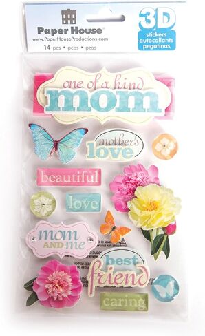 Paper House Productions STDM-0192E 3D Cardstock ملصقات ، أمي (3 عبوات) in Kuwait