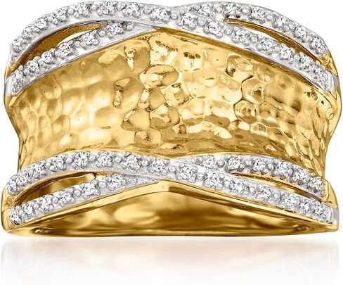 Ross-Simons 0.13 ct. t.w. Diamond Hammered Ring in Sterling in Saudi Arabia