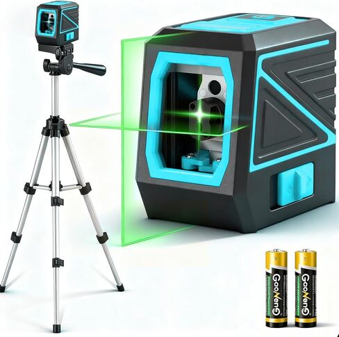 Laser Level with Tripod, 100 feet Green Cross Line Self Rotary Leveling Laser Level, Vertical and Horizontal Line, Rotatable 360 Degree, Manual Self leveling and Pulse Mode,IP54 Waterproof & Battery in Kuwait