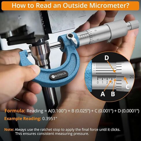 Neoteck 0-4"/0.0001" Outside Micrometer 4PCS Hardened Steel Precision Mechanical Micrometer Set with 1"/2"/3"Calibration Standards Wrench and Case for Machining, Automotive, Inspection in Kuwait
